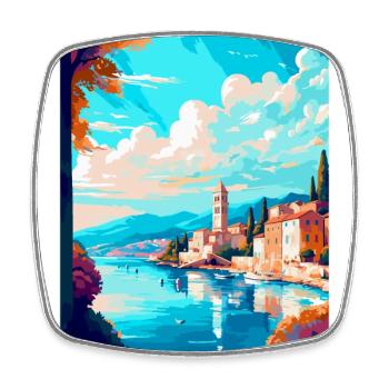 Affiche de voyage vintage de Split Croatie WPA Souvenir - Magnet carré - blanc - Devant