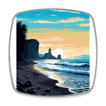 Affiche de voyage vintage Islande de plage de sable noir WPA - Magnet carré - blanc - Devant