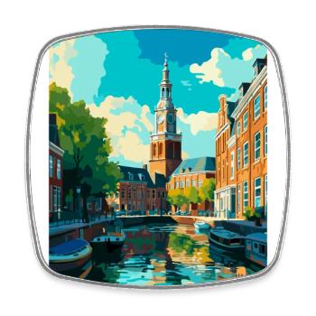Groningen Niederlande Vintage Reiseplakat WPA - Viereckiger Kühlschrankmagnet - Weiß - Vorne