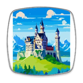 Neuschwanstein Germany Vintage Travel Poster WPA - Square fridge magnet - white - Front