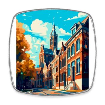 Tilburg Netherlands Vintage Travel Poster Souvenir - Square fridge magnet - white - Front