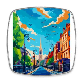 Dublin Irland Uk Vintage Reiseplakat Souvenir - Viereckiger Kühlschrankmagnet - Weiß - Vorne