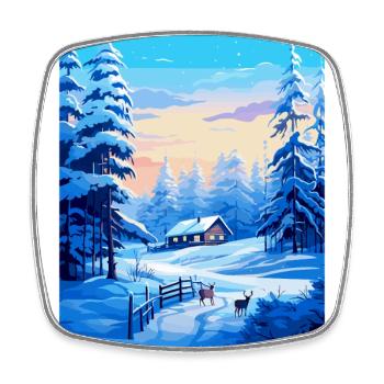 Lapland Finland Vintage Travel Poster Souvenir WPA - Square fridge magnet - white - Front