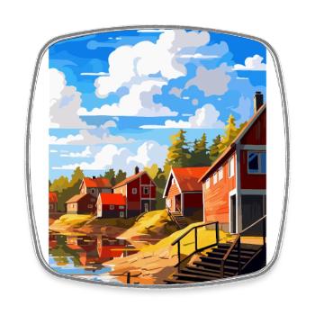 Porvoo Finlande Affiche de voyage vintage souvenir WPA - Magnet carré - blanc - Devant
