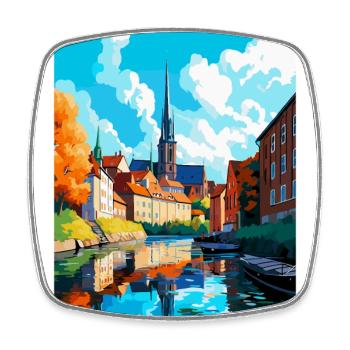 Linköping Suède Affiche de voyage vintage souvenir - Magnet carré - blanc - Devant