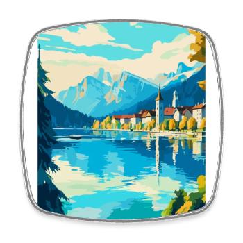 Luzern Schweiz Vintage Reiseplakat Souvenir - Viereckiger Kühlschrankmagnet - Weiß - Vorne