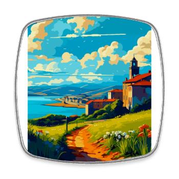 Coruna Spain Vintage Travel Poster WPA Souvenir - Square fridge magnet - white - Front