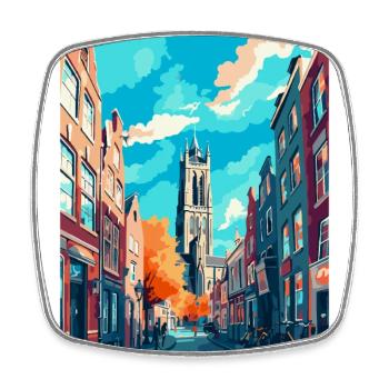 Utrecht Niederlande Vintage Reiseplakat Souvenir - Viereckiger Kühlschrankmagnet - Weiß - Vorne