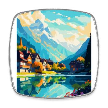Interlaken Suisse Affiche de voyage vintage WPA - Magnet carré - blanc - Devant