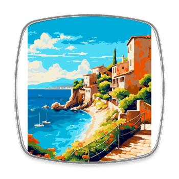 Costa Brava Spanien Vintage Reiseplakat Souvenir - Viereckiger Kühlschrankmagnet - Weiß - Vorne