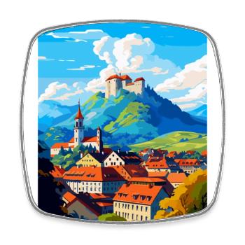 Ljubljana Slovenia Vintage Travel Poster Souvenir - Square fridge magnet - white - Front