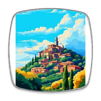 Montepulciano Italien Vintage Reiseplakat Souvenir - Viereckiger Kühlschrankmagnet - Weiß - Vorne
