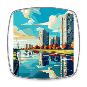 Almere Niederlande Vintage Reiseplakat Souvenir - Viereckiger Kühlschrankmagnet - Weiß - Vorne