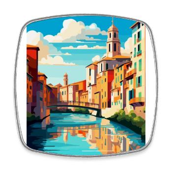 Girona Spain Vintage Travel Poster WPA Souvenir - Square fridge magnet - white - Front