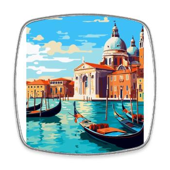 Venise Italie Affiche de voyage vintage WPA Souvenir - Magnet carré - blanc - Devant