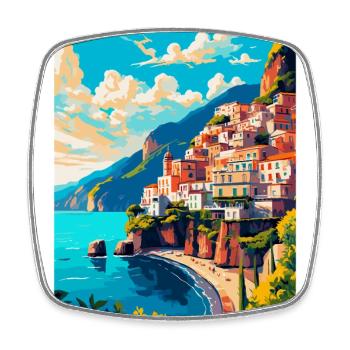 Amalfi Italie Affiche de voyage vintage WPA Souvenir - Magnet carré - blanc - Devant