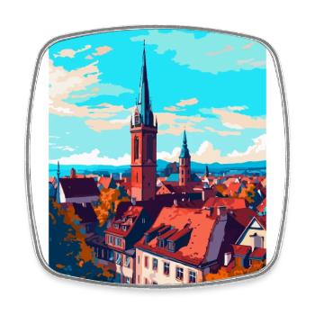 Freiburg Germany Vintage Travel Poster Souvenir - Square fridge magnet - white - Front