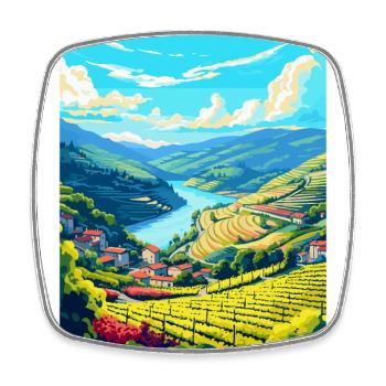 Douro-Tal Portugal Vintage Reiseposter WPA - Viereckiger Kühlschrankmagnet - Weiß - Vorne