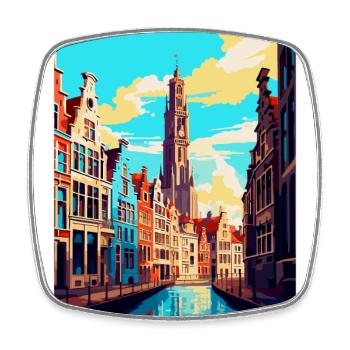 Anvers Belgique Affiche de voyage vintage Souvenir WPA - Magnet carré - blanc - Devant