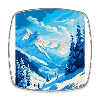 St Anton Am Arlberg Autriche Affiche de voyage vintage - Magnet carré - blanc - Devant
