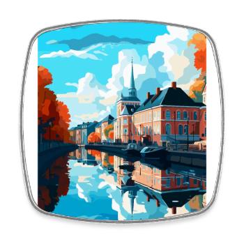 Karlstad Sweden Vintage Travel Poster Souvenir WPA - Square fridge magnet - white - Front