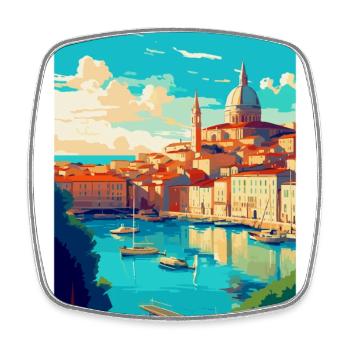 Marseille Frankreich Vintage Reiseplakat Souvenir - Viereckiger Kühlschrankmagnet - Weiß - Vorne