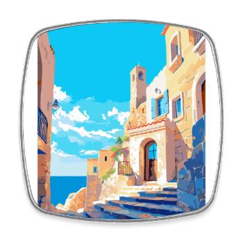 Rhodos Griechenland Vintage Reiseplakat WPA Souvenir - Viereckiger Kühlschrankmagnet - Weiß - Vorne