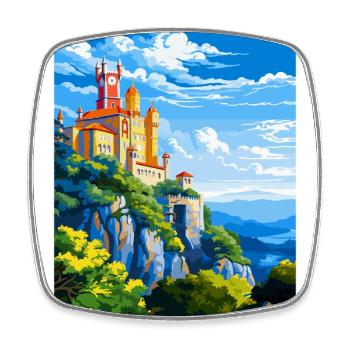 Sintra Portugal Affiche de voyage vintage Souvenir WPA - Magnet carré - blanc - Devant