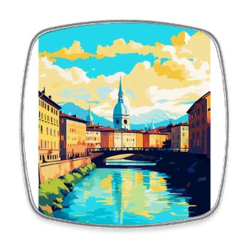 Turin Italien Vintage Reiseplakat WPA Kunst Souvenir - Viereckiger Kühlschrankmagnet - Weiß - Vorne