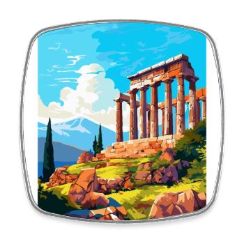 Ancient Corinth Greece Vintage Travel Poster WPA - Square fridge magnet - white - Front