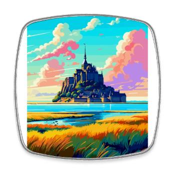 Mont Saint Michel France Vintage Travel Poster WPA - Square fridge magnet - white - Front