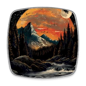 Berge und Wald bei Nacht erschaffen - Viereckiger Kühlschrankmagnet - Weiß - Vorne