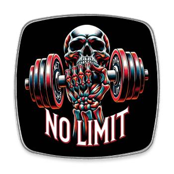 No Limit Workout Bodybuilding Skull with Dumbbell - Square fridge magnet - white - Front