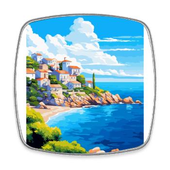 Île d’Alonissos Grèce Affiche de voyage vintage WPA - Magnet carré - blanc - Devant