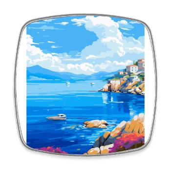 Îles Saroniques Grèce Affiche de voyage vintage WPA - Magnet carré - blanc - Devant