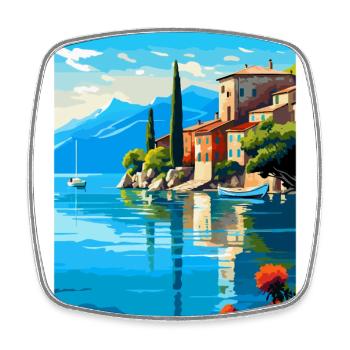 Lake Garda Italy Vintage Travel Poster Souvenir - Square fridge magnet - white - Front