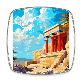 Knossos Palast Griechenland Vintage Reiseplakat WPA - Viereckiger Kühlschrankmagnet - Weiß - Vorne