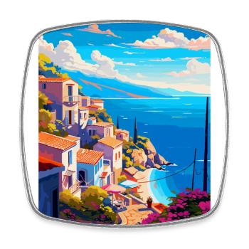 Alonnisos Grèce Affiche de voyage vintage souvenir - Magnet carré - blanc - Devant