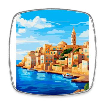 Malta Vintage Reiseplakat Souvenir WPA Souvenir - Viereckiger Kühlschrankmagnet - Weiß - Vorne