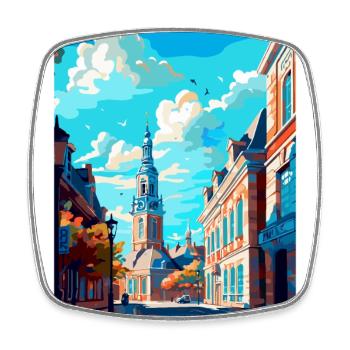 Breda Niederlande Vintage Reiseplakat Souvenir - Viereckiger Kühlschrankmagnet - Weiß - Vorne