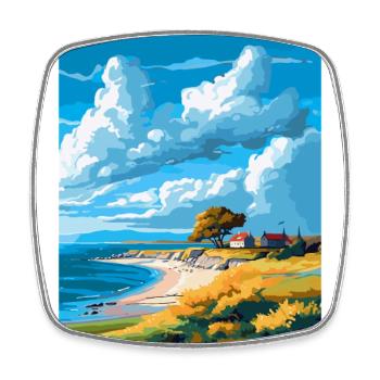 Gotland Suède Affiche de voyage vintage Souvenir WPA - Magnet carré - blanc - Devant