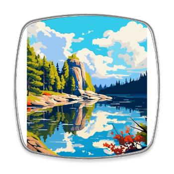 Parc national d’Ojcowski Pologne Affiche de voyage WPA - Magnet carré - blanc - Devant