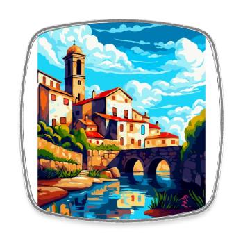 Barcelos Portugal Affiche de voyage vintage souvenir - Magnet carré - blanc - Devant