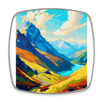 Brienzer Rothorn Suisse Affiche de voyage vintage - Magnet carré - blanc - Devant