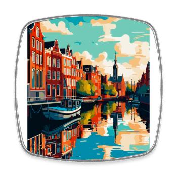 Leeuwarden Pays-Bas Affiche de voyage vintage WPA - Magnet carré - blanc - Devant