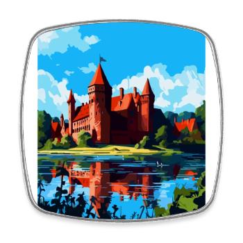 Malbork Castle Poland Vintage Travel Poster WPA - Square fridge magnet - white - Front