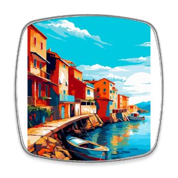 Costa Nova Portugal Vintage Reiseplakat Souvenir - Viereckiger Kühlschrankmagnet - Weiß - Vorne