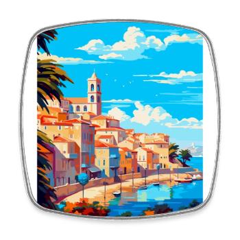 Cascais Portugal Affiche de voyage vintage souvenir - Magnet carré - blanc - Devant