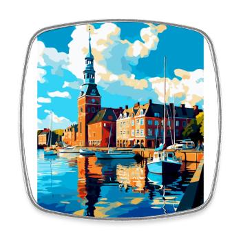 Helsingborg Sweden Vintage Travel Poster Souvenir - Square fridge magnet - white - Front
