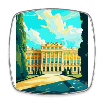 Château de Schönbrunn Autriche Affiche de voyage vintage - Magnet carré - blanc - Devant